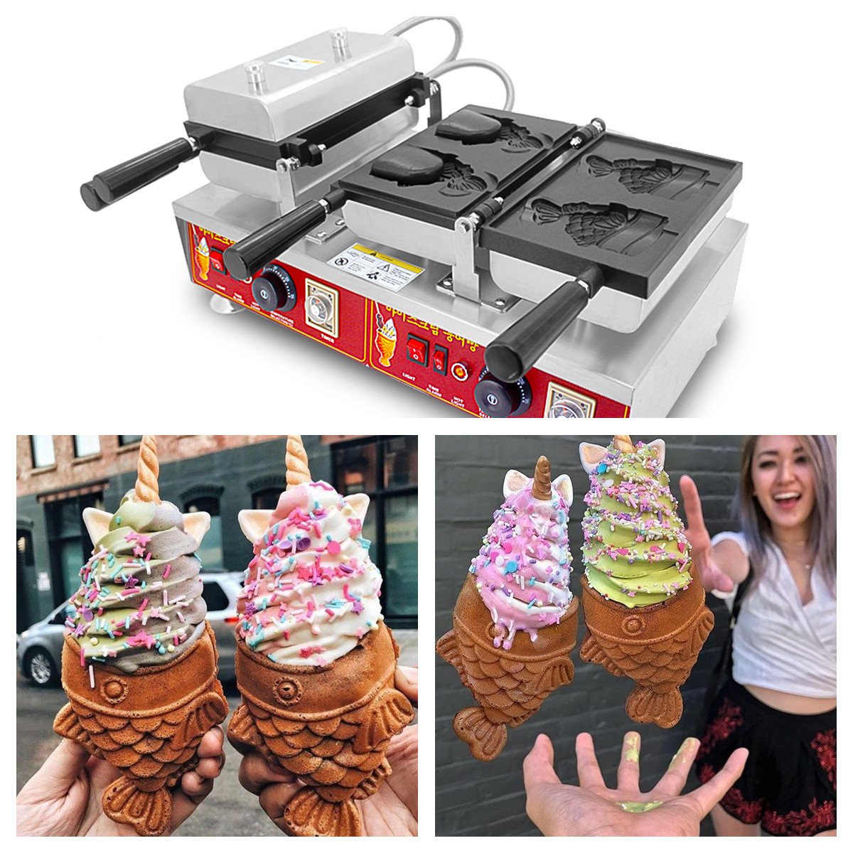Kitchen Appliances In Japanese - 4PCS ไอศกรีมญี่ปุ่น Taiyaki ปลาเปิดปากเครื่องทําวาฟเฟิล Street ขนมขบเคี้ยวเครื่องทําวาฟเฟิลเครื่องครัว