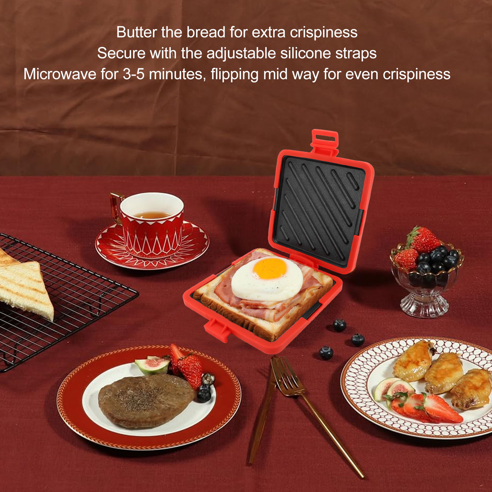 เครื่องทำขนมปังปิ้งในไมโครเวฟ  - Sandwich Press Grill บทวิจารณ์และราคา